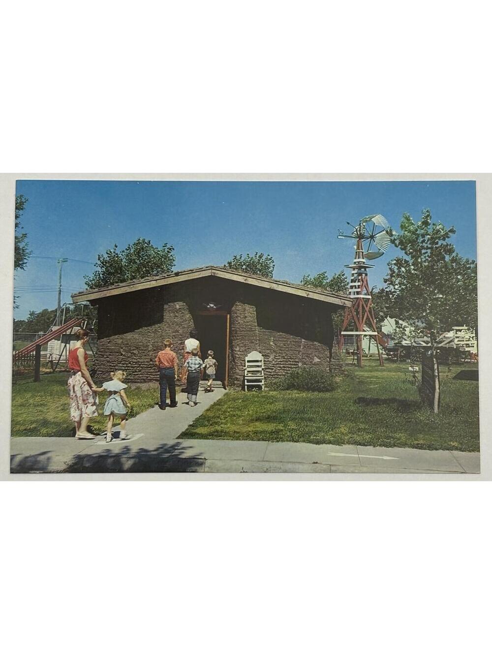 Vintage Pioneer Village Minden Nebraska NE Sod House Unused Chrome Postcard  E-8